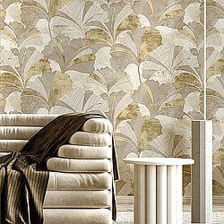 Galerie Wallcoverings Product Code 49321 - Stratum Wallpaper Collection - grey gold cream Colours - Ginko Design