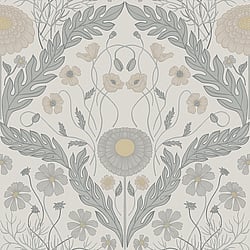 Galerie Wallcoverings Product Code 51000 - Blomstermala Wallpaper Collection - Grey Yellow Colours - Leafy Bloom Design