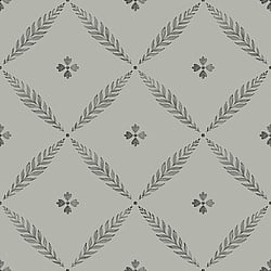 Galerie Wallcoverings Product Code 51022 - Blomstermala Wallpaper Collection - Grey Black Colours - Leaf Trellis Design