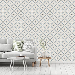 Galerie Wallcoverings Product Code 51023 - Blomstermala Wallpaper Collection - Blue White Colours - Leaf Trellis Design