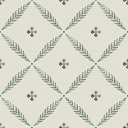 Galerie Wallcoverings Product Code 51024 - Blomstermala Wallpaper Collection - Green White Colours - Leaf Trellis Design