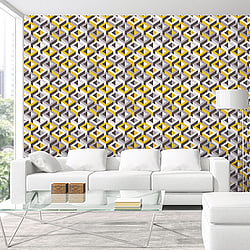 Galerie Wallcoverings Product Code 51186902 - Metropolitan Wallpaper Collection - Yellow Colours - Retro Print Design