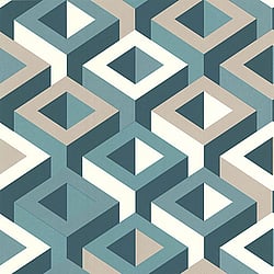 Galerie Wallcoverings Product Code 51186904 - Metropolitan Wallpaper Collection - Teal Colours - Retro Print Design