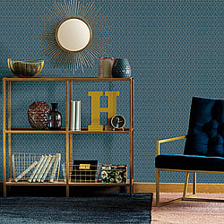 Galerie Wallcoverings Product Code 51192701 - Metropolitan Wallpaper Collection - Teal Colours - Geometric Design