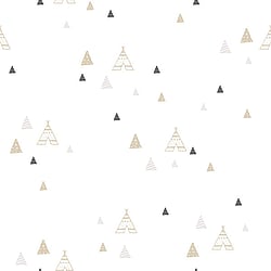 Galerie Wallcoverings Product Code 5441 - Little Explorers Wallpaper Collection - Gold Brown Grey Colours - Gold Grey Teepees Design
