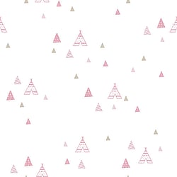 Galerie Wallcoverings Product Code 5442 - Little Explorers Wallpaper Collection - Pink Beige White Colours - Pink Teepees Design