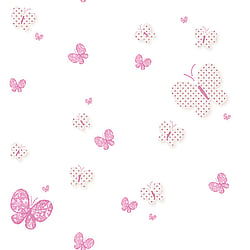 Galerie Wallcoverings Product Code 5458 - Little Explorers Wallpaper Collection - Pink Cream White Colours - Pink and Cream Butterflies Design
