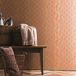 Galerie Wallcoverings Product Code 58120 - Geo Wallpaper Collection - Orange Gold Colours - Geo Swirl Design
