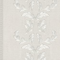 Galerie Wallcoverings Product Code 58251 - Classique Wallpaper Collection - Cream White Silver Colours - Acanthus Leaf Trail Design