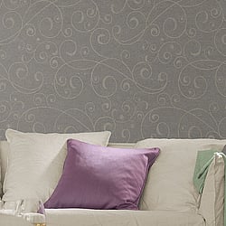Galerie Wallcoverings Product Code 59420 - Allure Wallpaper Collection - Beige Gold Colours - Whimsical Swirl Design