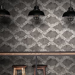 Galerie Wallcoverings Product Code 64985 - Crafted Wallpaper Collection - Brown Grey Silver Colours - Stamped Design