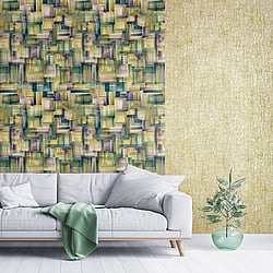 Galerie Wallcoverings Product Code 64994 - Crafted Wallpaper Collection - Yellow Gold Silver Colours - Base Design