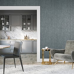 Galerie Wallcoverings Product Code 65047 - Feel Wallpaper Collection - Petrol Charcoal Silver Colours - Curtain Design
