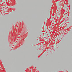 Galerie Wallcoverings Product Code 6767-30 - Imagine Wallpaper Collection - Grey Red Colours - Feather Motif Design