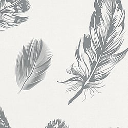 Galerie Wallcoverings Product Code 6767-40 - Imagine Wallpaper Collection - White Grey Colours - Feather Motif Design