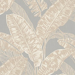 Galerie Wallcoverings Product Code 6769-40 - Imagine Wallpaper Collection - Greige Colours - Tropical Leaf Print Design