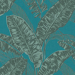 Galerie Wallcoverings Product Code 6769-60 - Imagine Wallpaper Collection - Turquoise Green Colours - Tropical Leaf Print Design