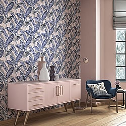 Galerie Wallcoverings Product Code 6769-80 - Imagine Wallpaper Collection - Pink Blue Colours - Tropical Leaf Print Design