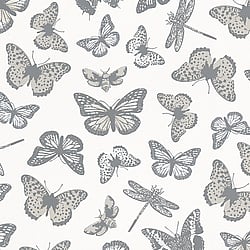 Galerie Wallcoverings Product Code 6771-10 - Imagine Wallpaper Collection - White Grey Colours - Butterly Butterflies Design