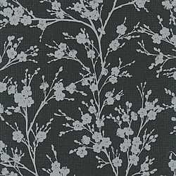 Galerie Wallcoverings Product Code 6812-40 - Home Wallpaper Collection - Black  Silver Colours - Floral Nature Design