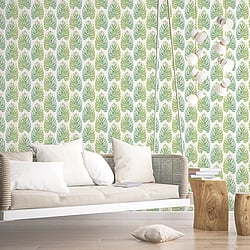 Galerie Wallcoverings Product Code 7326 - Evergreen Wallpaper Collection - Green Turquoise Colours - Leaf Stripe Design