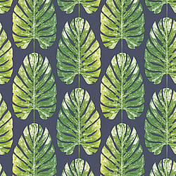 Galerie Wallcoverings Product Code 7328 - Evergreen Wallpaper Collection - Green Navy Colours - Leaf Stripe Design