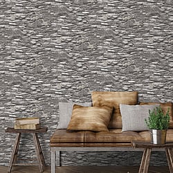 Galerie Wallcoverings Product Code 7337 - Evergreen Wallpaper Collection - Grey Colours - Rock Wall Design