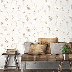 Galerie Wallcoverings Product Code 7340 - Evergreen Wallpaper Collection - Taupe Colours - Botanical Design