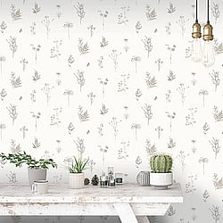 Galerie Wallcoverings Product Code 7341 - Evergreen Wallpaper Collection - Grey Colours - Botanical  Design
