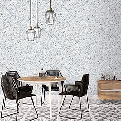 Galerie Wallcoverings Product Code 7376 - Evergreen Wallpaper Collection - Blue Mica Colours - Terrazzo Design