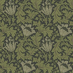 Galerie Wallcoverings Product Code 82005 - Hidden Treasures Wallpaper Collection - Green black Colours - Anemone Design