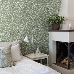 Galerie Wallcoverings Product Code 82028 - Hidden Treasures Wallpaper Collection - White green Colours - Oak Tree Design