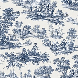 Galerie Wallcoverings Product Code 84043 - Cottage Chic Wallpaper Collection - Blue Colours - Paesaggio Barocco Design