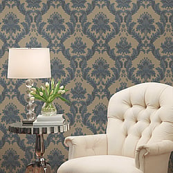 Galerie Wallcoverings Product Code 95104 - Ornamenta 2 Wallpaper Collection - Dark Beige Grey Colours - Classic Damask Design