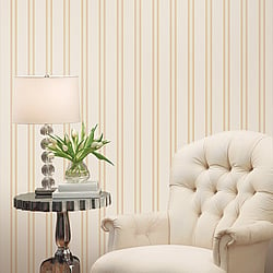 Galerie Wallcoverings Product Code 95714 - Ornamenta Wallpaper Collection - White Gold Colours - Regency Stripe Design