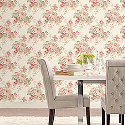 Galerie Wallcoverings Product Code AB27614 - Abby Rose 4 Wallpaper Collection - Cream Pink Blue Olive Green Colours - Grand Floral Design