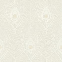 Galerie Wallcoverings Product Code AC60003 - Absolutely Chic Wallpaper Collection - Beige Grey Metallic Colours - Peacock Feather Motif Design