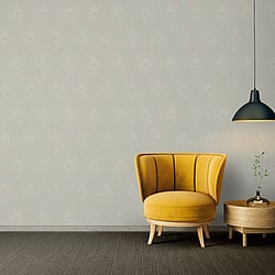 Galerie Wallcoverings Product Code AC60003 - Absolutely Chic Wallpaper Collection - Beige Grey Metallic Colours - Peacock Feather Motif Design