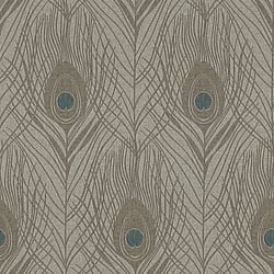 Galerie Wallcoverings Product Code AC60008 - Absolutely Chic Wallpaper Collection - Blue Brown Grey Colours - Peacock Feather Motif Design