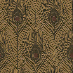 Galerie Wallcoverings Product Code AC60010 - Absolutely Chic Wallpaper Collection - Brown Metallic Black Colours - Peacock Feather Motif Design