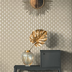 Galerie Wallcoverings Product Code AC60024 - Absolutely Chic Wallpaper Collection - Beige Grey Metallic Colours - Art Deco Style Geometric Motif Design