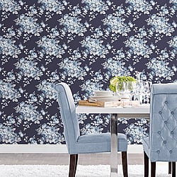 Galerie Wallcoverings Product Code AF37703 - Abby Rose 4 Wallpaper Collection - Blue Navy Colours - Grand Floral Design