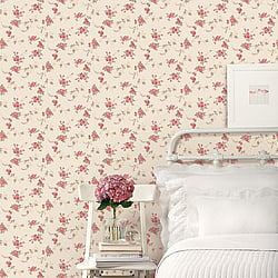 Galerie Wallcoverings Product Code AF37708 - Abby Rose 4 Wallpaper Collection - Red Cream Green Colours - Chic Rose Design