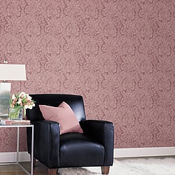 Galerie Wallcoverings Product Code AF37712 - Abby Rose 4 Wallpaper Collection - Plum Pink Colours - Valentine Damask Design