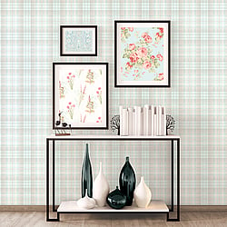 Galerie Wallcoverings Product Code AF37720 - Abby Rose 4 Wallpaper Collection - Turquoise Grey Colours - Check Plaid Design