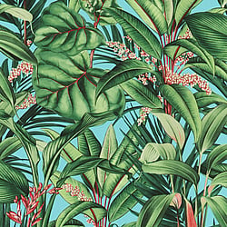 Galerie Wallcoverings Product Code AM30004 - Amazonia Wallpaper Collection - Blue Green Colours - Tropical Print Design