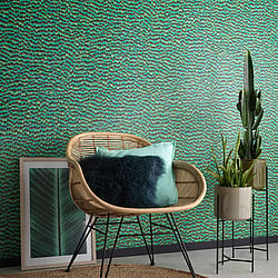 Galerie Wallcoverings Product Code AM30020 - Amazonia Wallpaper Collection - Green Colours - Feathers Design