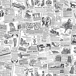 Galerie Wallcoverings Product Code BK32083 - Homestyle Wallpaper Collection - White Black Colours - Newspaper Design