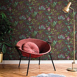 Galerie Wallcoverings Product Code BL22742 - Botanica Wallpaper Collection - Purple Colours - Mystic Floral Design