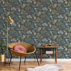 Galerie Wallcoverings Product Code BL22744 - Botanica Wallpaper Collection - Blue Colours - Mystic Floral Design